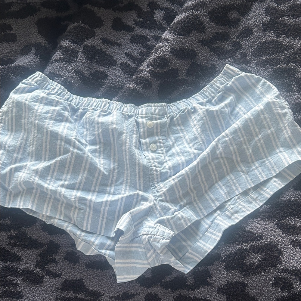 Brandy Melville Light Blue & White Striped Low Waist Shorts